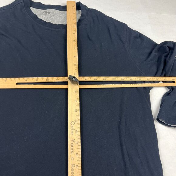 Vince Mens Double Layer Long Sleeve Crew Neck T-Shirt Black Gray Soft Tee XL - Picture 7 of 10